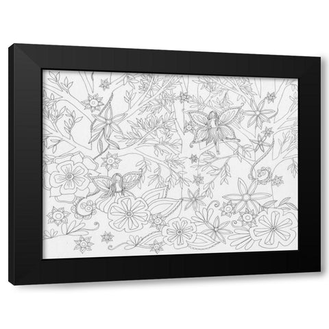 Fairy Floral Black Modern Wood Framed Art Print with Double Matting by Varacek, Pam