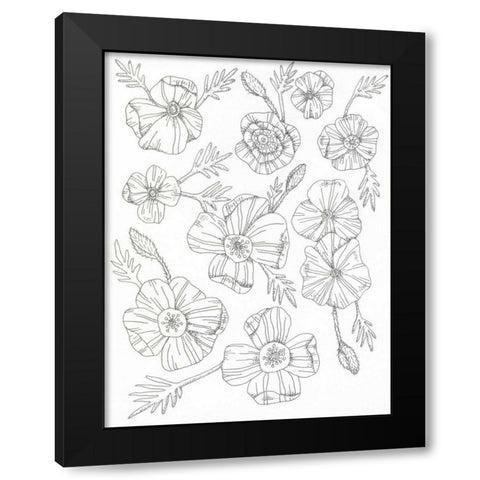 Floral Flow Black Modern Wood Framed Art Print with Double Matting by Varacek, Pam