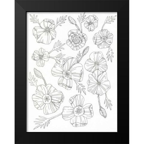 Floral Flow Black Modern Wood Framed Art Print by Varacek, Pam