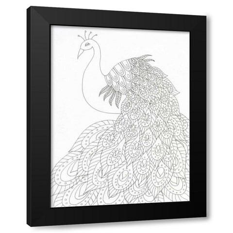 Peacock Queen Black Modern Wood Framed Art Print by Varacek, Pam