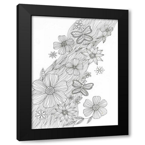 Spring Shower Black Modern Wood Framed Art Print with Double Matting by Varacek, Pam