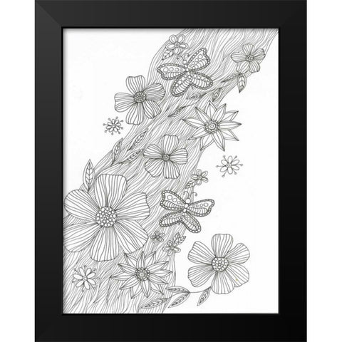 Spring Shower Black Modern Wood Framed Art Print by Varacek, Pam