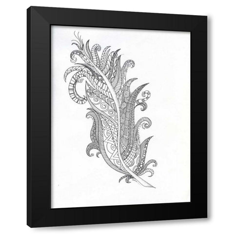 Structured Feather Black Modern Wood Framed Art Print with Double Matting by Varacek, Pam