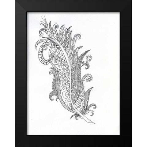 Structured Feather Black Modern Wood Framed Art Print by Varacek, Pam