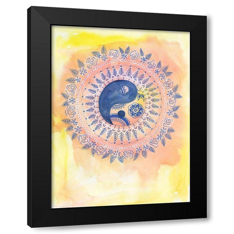 Sunny Ying Yang Black Modern Wood Framed Art Print with Double Matting by Varacek, Pam