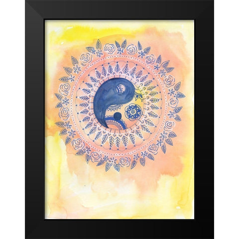 Sunny Ying Yang Black Modern Wood Framed Art Print by Varacek, Pam