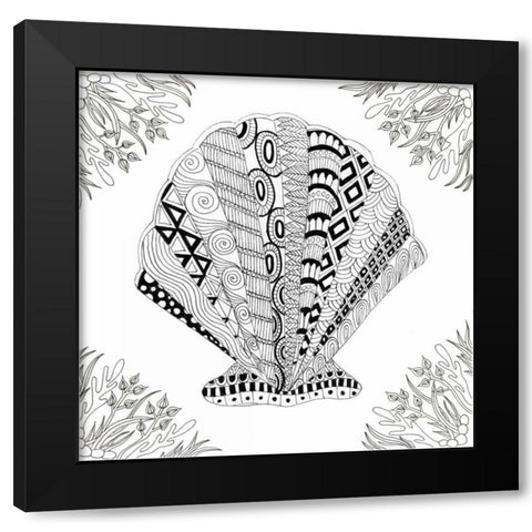 Scallop Boardered Black Modern Wood Framed Art Print by Varacek, Pam