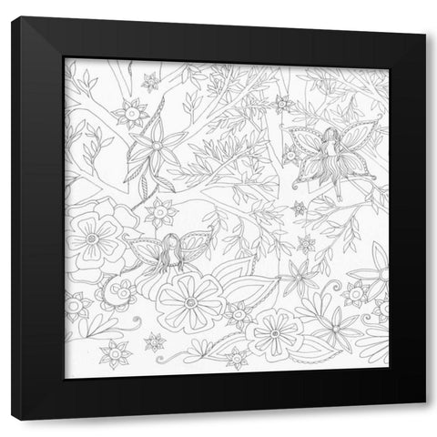 Fairy Floral 1 Black Modern Wood Framed Art Print with Double Matting by Varacek, Pam