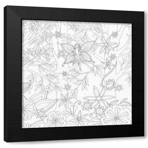 Fairy Floral 2 Black Modern Wood Framed Art Print with Double Matting by Varacek, Pam