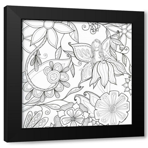 Floral and Fairy Black Modern Wood Framed Art Print with Double Matting by Varacek, Pam
