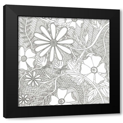 Wild Daisys Less Black Modern Wood Framed Art Print with Double Matting by Varacek, Pam
