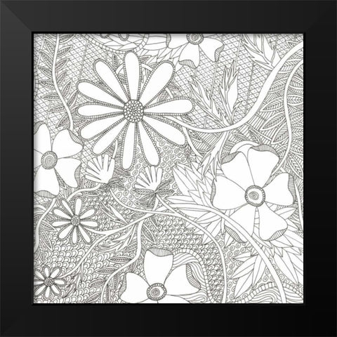 Wild Daisys Less Black Modern Wood Framed Art Print by Varacek, Pam