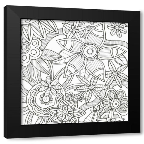Intricate Flowers Black Modern Wood Framed Art Print by Varacek, Pam
