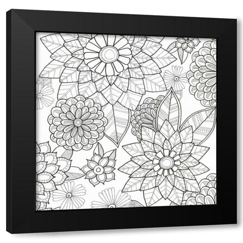 Intricate Flowers 2 Black Modern Wood Framed Art Print by Varacek, Pam