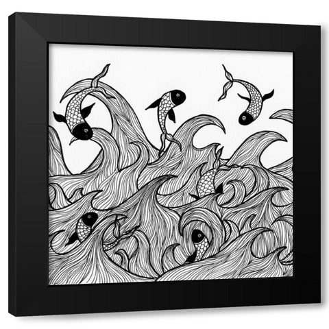 Wild Waters Black Modern Wood Framed Art Print with Double Matting by Varacek, Pam