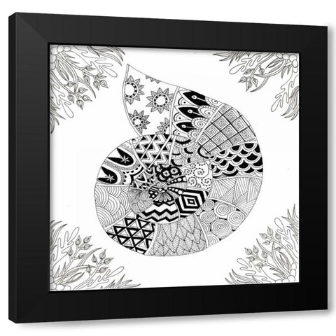 BW Nautilus Boardered Black Modern Wood Framed Art Print by Varacek, Pam