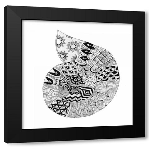 BW Decorated Nautilus Black Modern Wood Framed Art Print by Varacek, Pam
