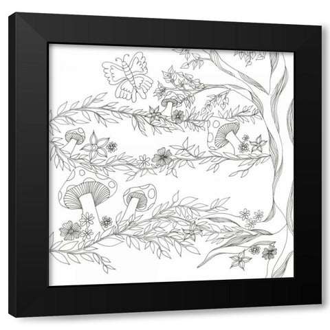 Mushroom Trees Black Modern Wood Framed Art Print with Double Matting by Varacek, Pam