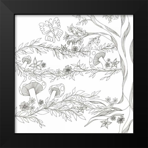 Mushroom Trees Black Modern Wood Framed Art Print by Varacek, Pam
