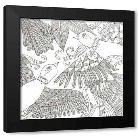 Love Birds Black Modern Wood Framed Art Print with Double Matting by Varacek, Pam