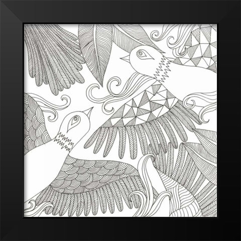 Love Birds Black Modern Wood Framed Art Print by Varacek, Pam