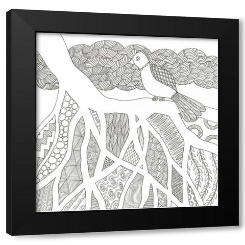 Feathers In The Storm Black Modern Wood Framed Art Print by Varacek, Pam