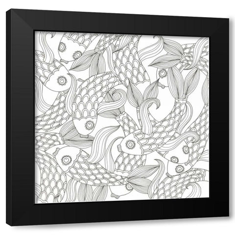 College Of Fish Black Modern Wood Framed Art Print with Double Matting by Varacek, Pam
