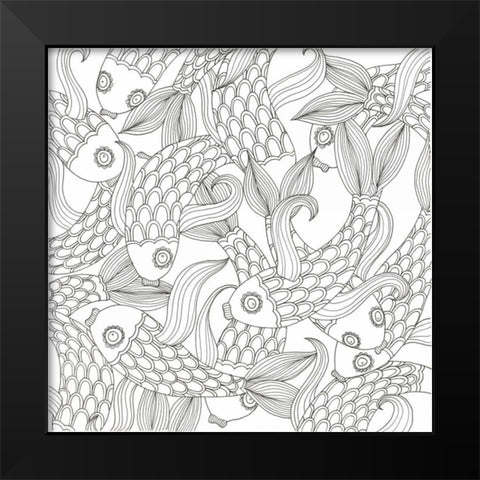 College Of Fish Black Modern Wood Framed Art Print by Varacek, Pam