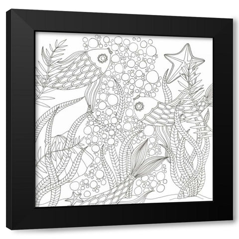 Underwater Meeting Black Modern Wood Framed Art Print with Double Matting by Varacek, Pam