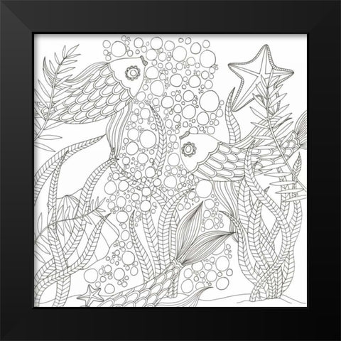 Underwater Meeting Black Modern Wood Framed Art Print by Varacek, Pam
