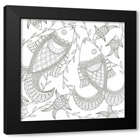 Fish In The Wild Black Modern Wood Framed Art Print with Double Matting by Varacek, Pam