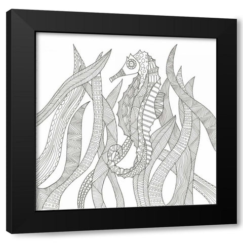 Seahorse In The Forest Black Modern Wood Framed Art Print with Double Matting by Varacek, Pam
