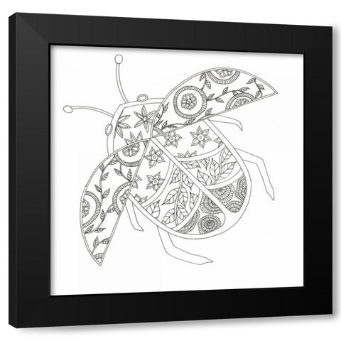 Flying Lady Bug Black Modern Wood Framed Art Print with Double Matting by Varacek, Pam