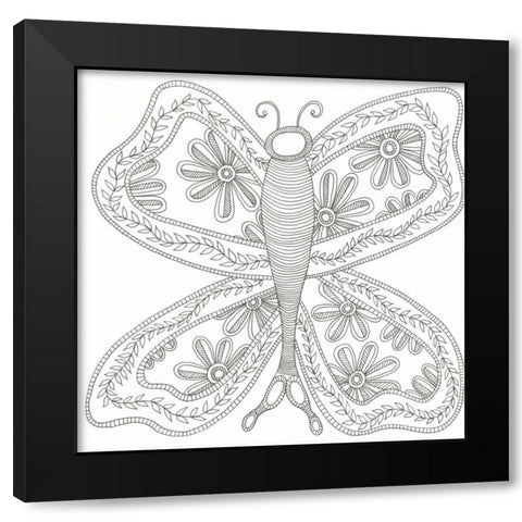 Herbal Butterfly Black Modern Wood Framed Art Print with Double Matting by Varacek, Pam