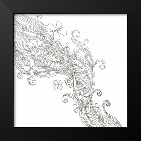 Butterflies In The Wind Black Modern Wood Framed Art Print by Varacek, Pam