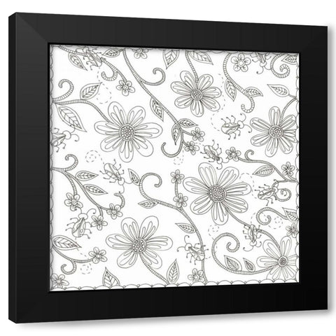 Floral Reach Black Modern Wood Framed Art Print with Double Matting by Varacek, Pam