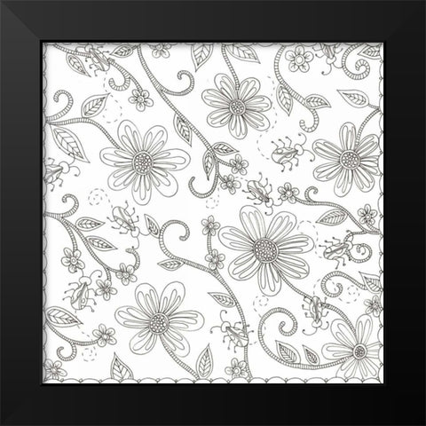 Floral Reach Black Modern Wood Framed Art Print by Varacek, Pam