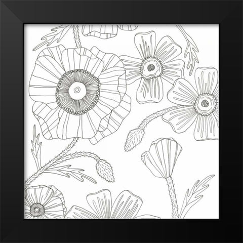 Hairy Flourish Black Modern Wood Framed Art Print by Varacek, Pam