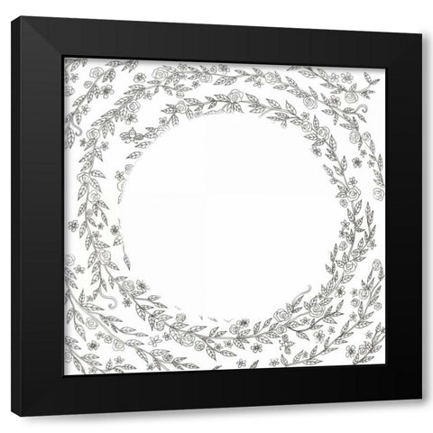 Swirling Vines Boarder Black Modern Wood Framed Art Print with Double Matting by Varacek, Pam