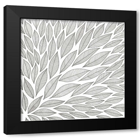 Flying Leaves Black Modern Wood Framed Art Print with Double Matting by Varacek, Pam