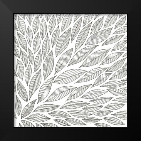 Flying Leaves Black Modern Wood Framed Art Print by Varacek, Pam
