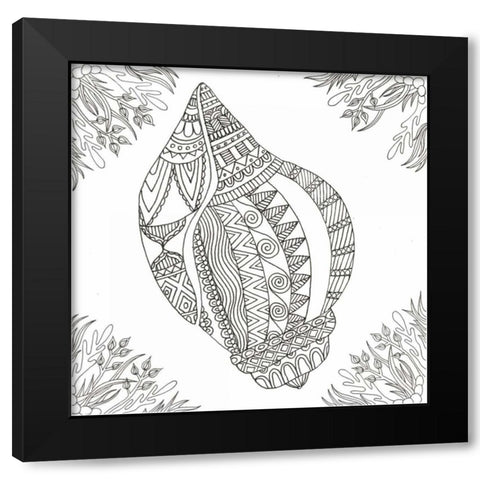 Seashell Within Weeds Black Modern Wood Framed Art Print with Double Matting by Varacek, Pam