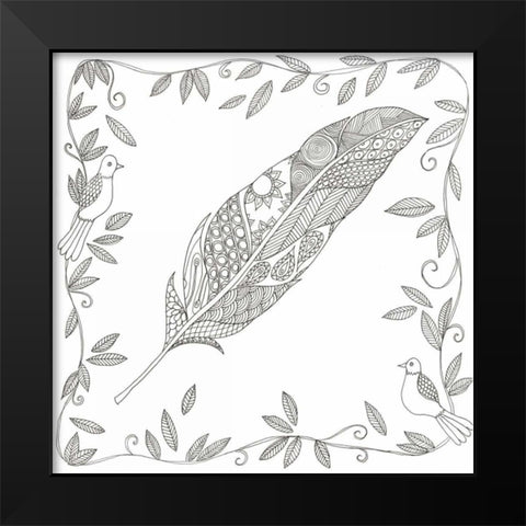 Fallen Feather Black Modern Wood Framed Art Print by Varacek, Pam