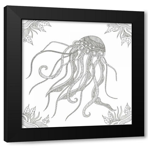 Creatures From The Deep Black Modern Wood Framed Art Print with Double Matting by Varacek, Pam