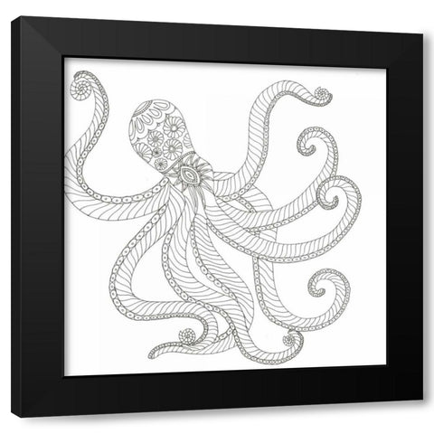 Creatures From The Deep 2 Black Modern Wood Framed Art Print with Double Matting by Varacek, Pam