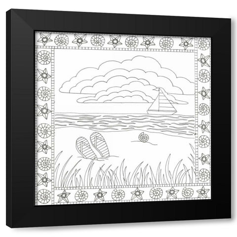 Summer Time Boat Black Modern Wood Framed Art Print with Double Matting by Varacek, Pam