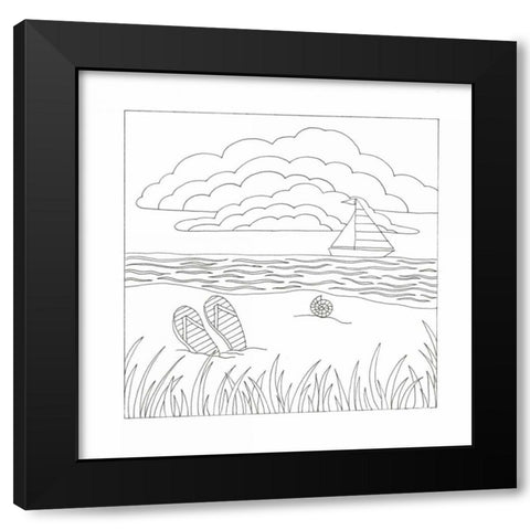Summer Time Fun Black Modern Wood Framed Art Print with Double Matting by Varacek, Pam