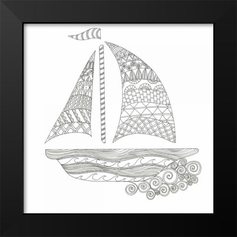 Flying Sails Black Modern Wood Framed Art Print by Varacek, Pam