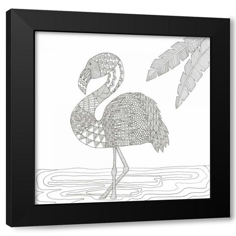 Lost Flamingo Black Modern Wood Framed Art Print with Double Matting by Varacek, Pam