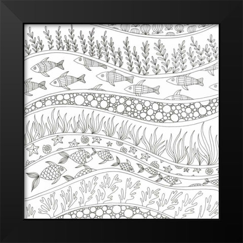 Ocean Rush Black Modern Wood Framed Art Print by Varacek, Pam